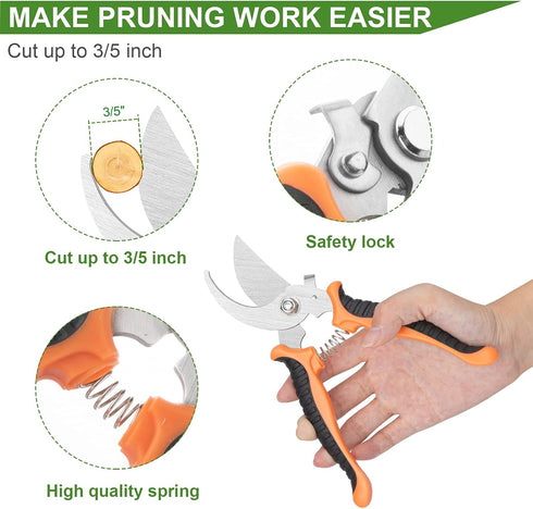 Garden Tool Set, 3PCS Sturdy Gardening Hand Tools Kit - Trowel/Shovel, Transplanter, Sharp Bypass Pruning Shears/Scissors/Clippers - Comfortable H...