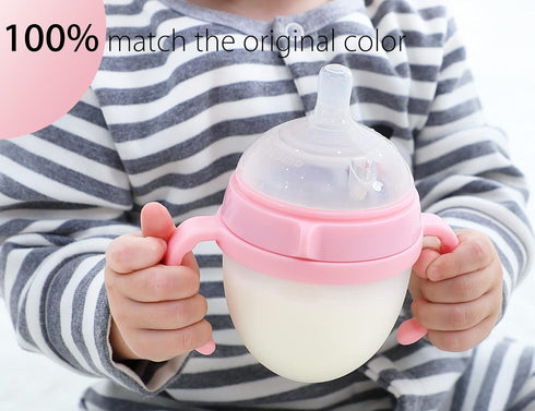 Baby Bottle Handles for Comotomo 5 Ounce & 8 Ounce Silicone Baby Bottles, Compatible Comotomo Bottle Holder for Baby, Pack of 2, Pink...