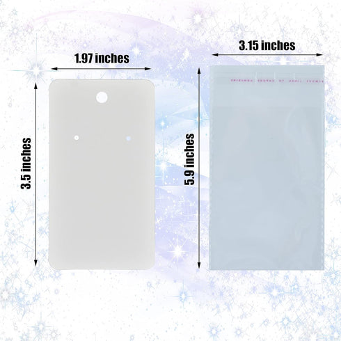 Twavang Earring Card Holder Set, 100Pcs Kraft Paper Earring Display Cards, 100 Pairs Clear Earring Backs with 100Pcs Self Adhesive Bags for Earrin...