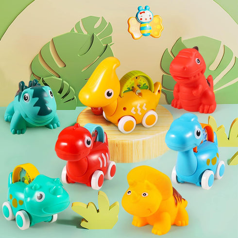 ALASOU 7 PCS Dinosaur Fantastic Creatures Toys with Playmat/Storage Bag|Baby Car Toys for 1 Year Old Boy|1st Birthday Gifts for Toddler Toys Age 1...