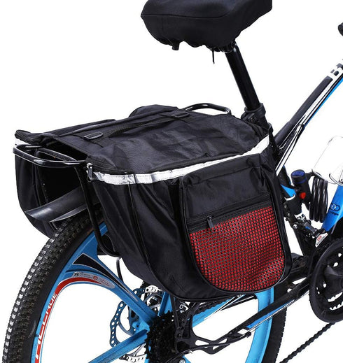 Keenso Double Rear Bag Large Capacity Waterproof Side Rear Bike Bags for Outdoor Riding, Camping, 25L, Black and Red...