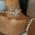 Rhinestone Butterfly Choker Necklace Silver Crystal Chokers Row Necklaces Sparkly Tennis Chain Prom Party Neck Jewelry for Women...
