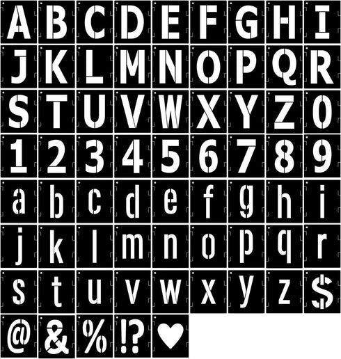 6 Inch Letter Stencils Symbol Numbers Stencil, 68 Pcs Reusable Alphabet Art Craft Templates Interlocking Stencils Kit for Painting on Wood, Wall, ...