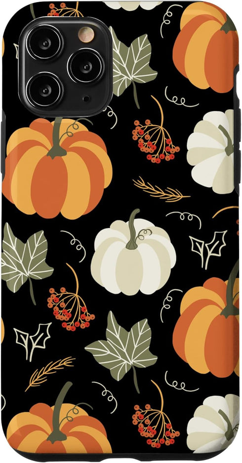 iPhone 11 Pro Autumn falling leaves and pumpkin spice harvest happy fall Case...