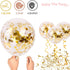 Black and Gold Confetti Balloons, 50 Pack 12inch White Latex Party Balloon Set with Gold Ribbon for New Year Graduation Birthday Baby Shower Decor...