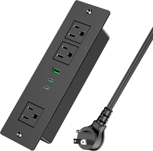 Recessed Power Strip USB C, MAX 30W Power Delivery, Built in 3 Outlets & 2 USB-C Ports & 1 USB-A for Flush Mount Furniture Conference Desktop, 6FT...