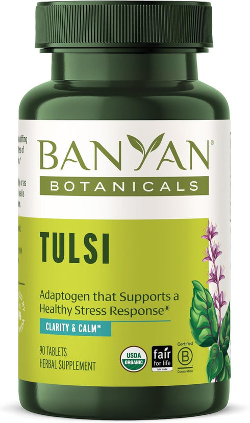 Banyan Botanicals Tulsi (Holy Basil) – Uplifting Adaptogen – Organic Lung and Respiratory Health Supplement* – 90 Tablets – Non-GMO Sustainably So...