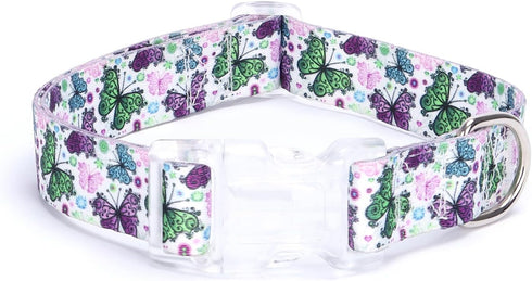 Floral Print Puppy Dog Collar for Small Medium Large Dogs Collars with Quick Release Buckle for Girls Female Dog Soft Nylon Comfortable Durable Pe...