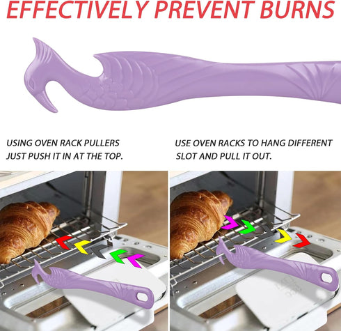 Oven Rack Push Pull Tool 2-Pack oven rack puller push pull stick tool(11 Inch), oven rack pullers with longer handle suitable for oven, toaster ov...