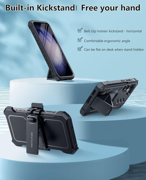 FNTCASE for Samsung-Galaxy S23+Plus Case: Dual Layer Protective Textured Cover with Belt-Clip Holster & Kickstand | Military Grade Drop Protection...