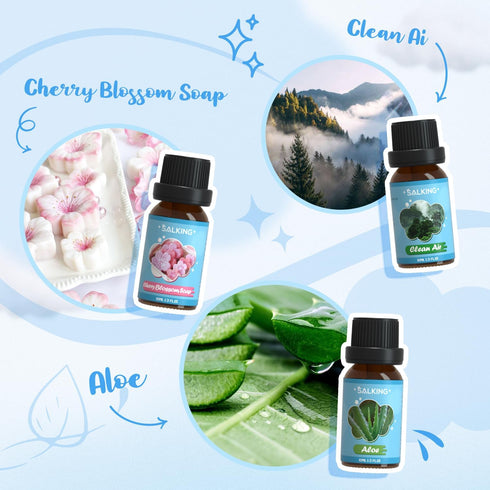SALKING Clean Fragrance Oils, Premium Essential Oil for Diffuser, Scented Oil Gift Set for Soap Candle Making - Lemongrass, Fresh Cotton, Fresh Li...