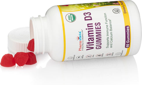 Organic Vitamin D3 Gummy Bears - Tasty, Gelatin-Free, Vegetarian Way to take Your Sunshine Vitamin (60 Count)...