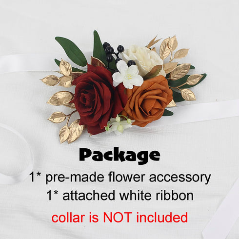 Rinlong Flower for Collars Fall Wedding Flower Dog Collar Charms Female Puppy Cat Grooming Accessory | Burgundy Burnt Orange...