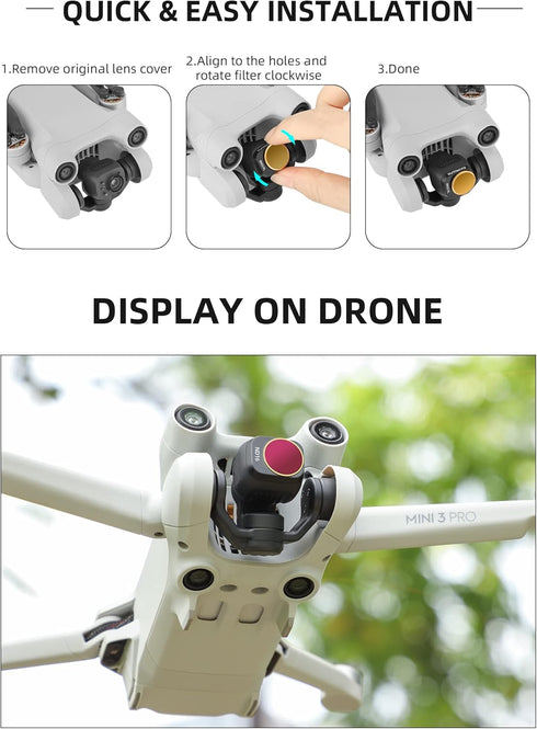 Mini 3 Pro Drone Camera Lens Filter MCUV CPL ND4 ND8 ND16 ND32 ND/PL Filters Kit for DJI Mavic Mini 3 Pro Drone Accessories (ND8)...