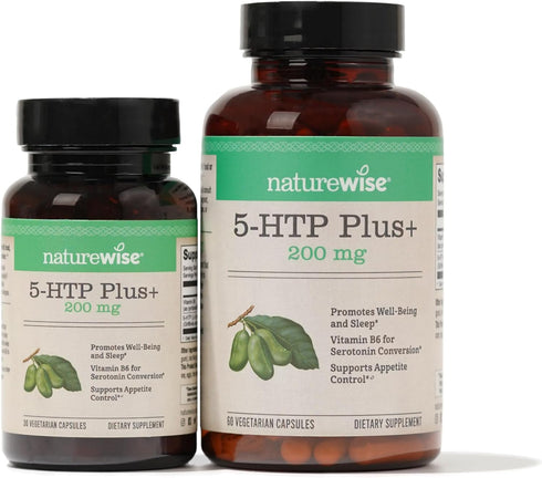 NatureWise 5-HTP 200mg, Vegan 5 HTP Plus Supplement from Griffonia Seeds with Cofactor Vitamin B6 - Mood Support Supplement & Natural Sleep Aid fo...
