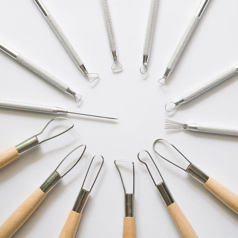 Artzuvs 14Pcs Ceramic Pottery Clay Ribbon Sculpting Tools Kit Wire Texture and Needle Detail Tool with Plastic Box for Carving, Modeling,Sculpture...