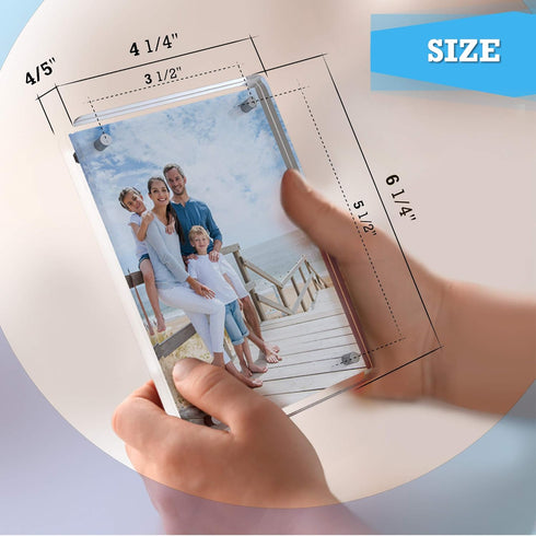 Magnetic Acrylic Picture Frame - Rounded Corners, Frameless, Double Sided - Perfect for Lovely Pets - 4.25x6.25' - 1pc...