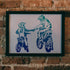 Father and Son Motorcycle off Road Stencil 11.8×11.8inch Large Family Autobikes Painting Stencils with Paint Brush Decorative Happy Father's Day T...