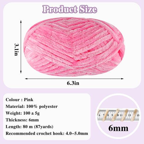 4 PCS 400g Soft Chenille Yarn Velvet Yarn for Crocheting,Fluffy Yarn for Knitting and Crochet DIY Craft,Warm Yarn for Blanket Bag Hat Scarve Cloth...