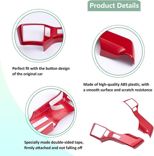 JDMCAR Steering Wheel Moulding Chrome Cover Trim Compatible with Tacoma Accessories 2016-2023, 4Runner 2010-2024,Tundra 2014-2021 (Red, 3+2 Hole)...