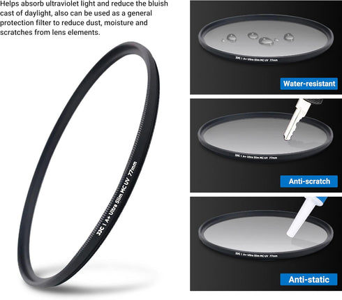 JJC Multi-Coated 82mm UV Filter for Canon EF 16-35mm f/2.8L, EF 24-70mm f/2.8L, Nikon AF-S 24-70mm f/2.8E, Sony FE 16-35mm f/2.8 GM, FE 24-70mm f/...