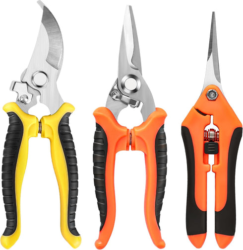 3 Pack Garden Pruning Shears, Stainless Steel Garden Shears, Gardening Shears, Gardening Scissors, Garden Scissors, Garden Clippers, Pruning Snips...