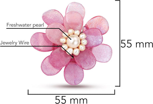 AeraVida Pretty Elegant Pink Quartz Stone Azalea Beauty Floral Pin-Brooch For Women...