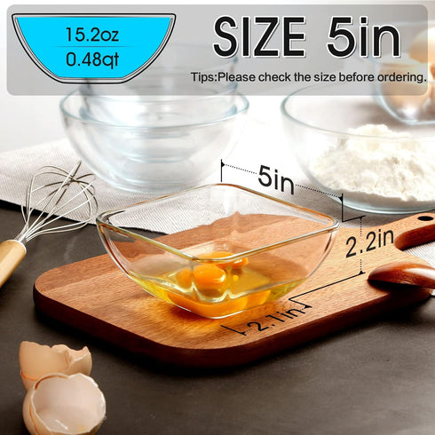 NUTRIUPS Glass Bowl Glass Mixing Bowls Set Glass Salad Bowls Glass Cereal Bowls Glass Serving Bowls Microwave Safe Clear Glass Bowls for Mixing, S...