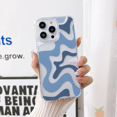 Ginkgonut Compatible with iPhone 13 Pro Case, Fashion Simple Cute Wavy Pattern Case for Women Girls Soft TPU+Hard PC Protection Case for iPhone 13...