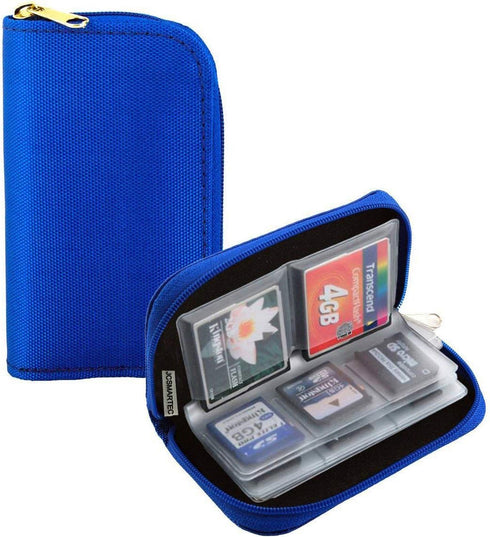 Memory Card Case - Carrying Case Suitable for Micro SD, Mini SD and 4X CF, Card Holder Bag Wallet for Media Storage Organization (Blue)...