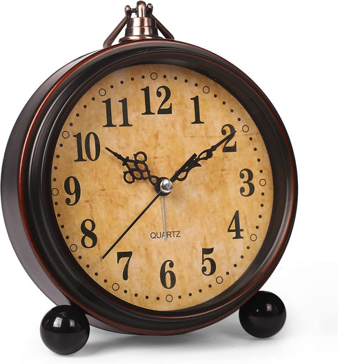 Battery Alarm Clock,Night Light,Vintage Hangable Super Silent Non Ticking Analog Table Clock for Bedroom Bedside, Desk,Shelf...