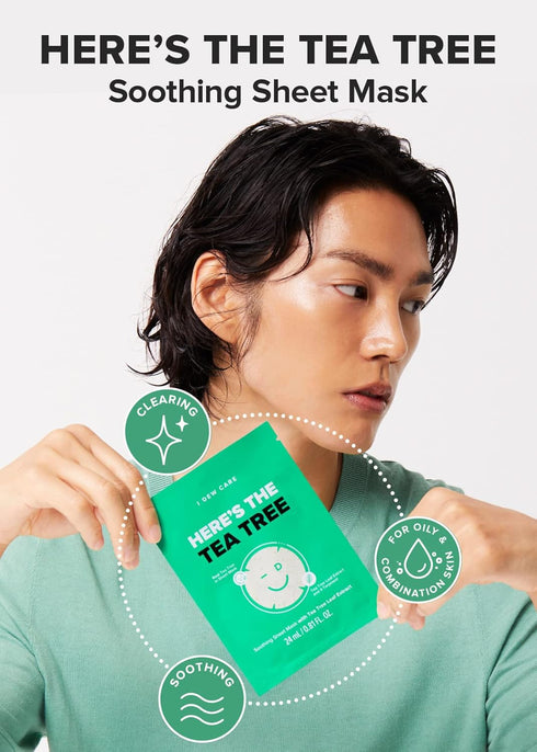 I DEW CARE Sheet Mask Pack - Here's The Tea Tree | with Tea Tree Leaf Extract, Soothing, Balancing Korean Face Mask Set for Oily & Sensivitive Ski...