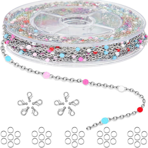 16.4 Feet/5M Necklace Chain for Jewelry Making Colorful Beaded Jewelry Chains for DIY Necklace Bracelet Anklet Craft Jewelry Making Supplies with ...