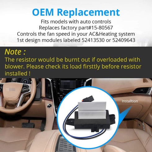AC Blower Motor Resistor Compatible with 2003-2007 Chevy Silverado Suburban Tahoe GMC Envoy Sierra Yukon Cadillac Escalade Replacement for 15-8056...
