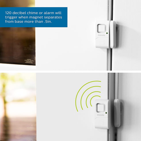 Philips Personal Security Window and Door Alarm, 2 Pack, DIY Protection, Burglar Alert, Wireless, Chime/Alarm, Easy Installation, Ideal for Home, ...