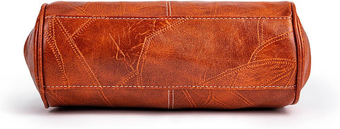 Women Vintage Hollow Handbag Oil Leather Shoulder Crossbody Bag Clutch Satchel Purse with Kiss Lock Closure...