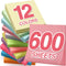 Sticky Notes Pads, 600 Sheets, 3x3 Inches, It is Perfect to Post for Office, Home and School, 12 Pads 12 Colors Sticky Notes Bulk...