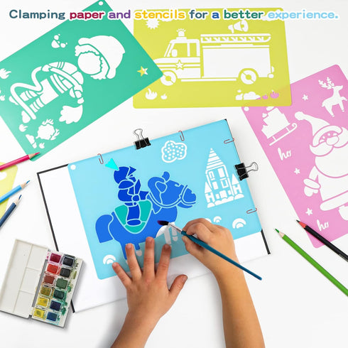 30pcs Drawing Stencils for Kids Painting Large Stencils Reusable Art Stencils Washable Stencil Set (7inch*9.8inch)...