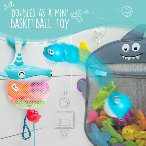 Comfylife Baby Bath Toy Organizer - Bath Toy Storage for Shower - Bathtub Toy Organizer includes Foam Bath Toys (Numbers & Letters & Squirty Toys)...