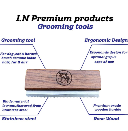 Original Deshedding Grooming Tools for Horse, Cats & Dogs Easy Ergonomic Wooden Handle Professional Brush Grooming Tool, Remove painlessly 95 Perc...