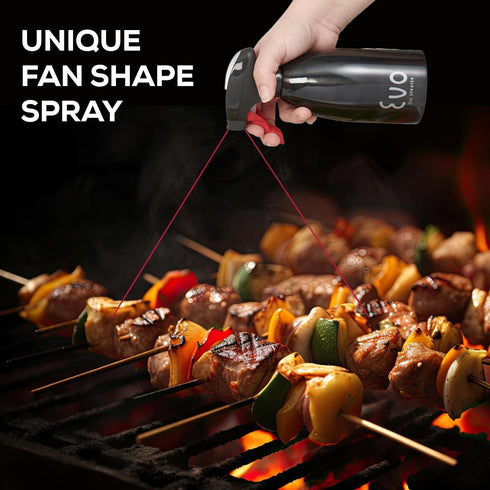 Evo Oil Sprayer 18/8 Stainless Steel, Non-Aerosol for Olive, Cooking Oils, and Vinegars, Black, 16-Ounce Capacity...