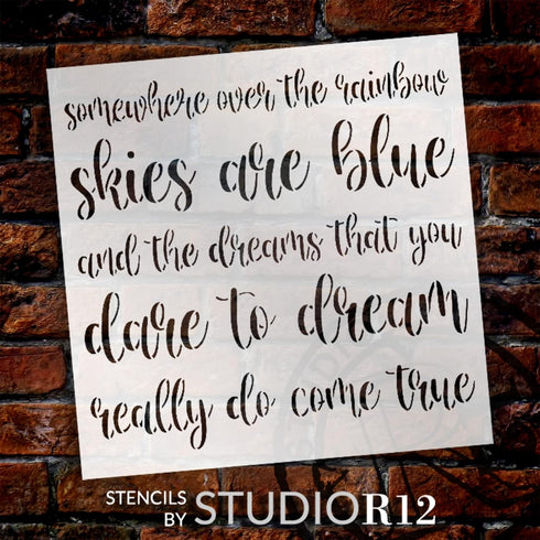 Somewhere Over The Rainbow Stencil by StudioR12 | Craft DIY Kids Room, Nursery Decor | Paint Wood Sign & Word Art Wall Decor | Select Size (12 x 1...