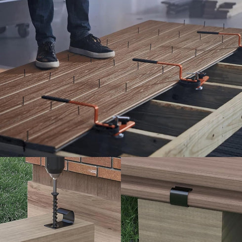 48-Pack Black Stainless Steel Start Clips, Deck Start Clips, Concealed Fasteners and Deck Start Clips with Deck Screws, for 400 Sqm,with two drill...