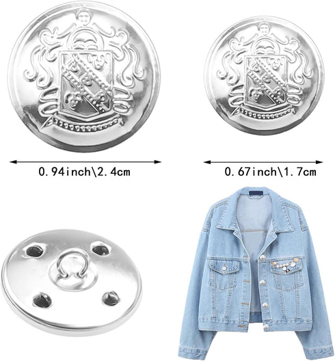20 PCS Metal Blazer Button Set, Silver White Buttons, Replacement Jeans Buttons, Women's and Men's Jeans Clothing Supplies...