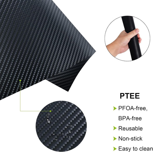 SP101 Fryer Oven Liners, 4 Pack Black 12"x12" Heat Resistant, Non-Stick Baking Mats Compatible with Ninja Foodi Air, Reusable Toaster Oven Accesso...