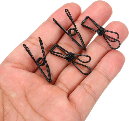MECCANIXITY 50 Pieces Metal Wire Hollow Out Clips 32mm Cute Mini Binder Paper Clip Black for Clothes Bill Paper Office Supplies...