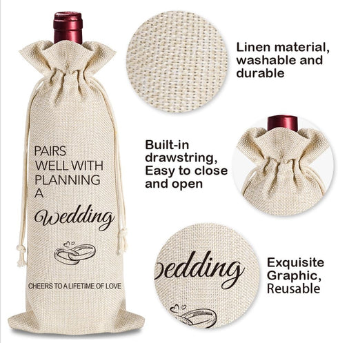 YAANUNULU Wedding Wine Bag Gifts for Mr Mrs, Engagement Gifts, Wedding Couples, Bride and Groom Gift, Wedding Gift, Newlywed Gifts, Pairs Well Wit...