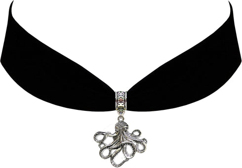 Victorian Vault Octopus Black Velvet Choker Steampunk Jewelry Gothic Necklace...