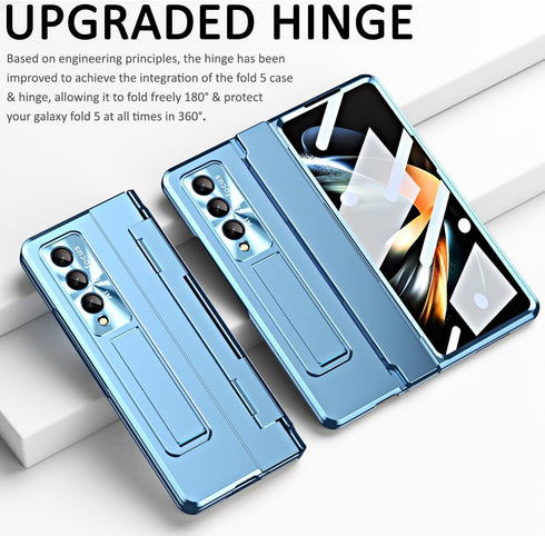 Miimall Compatible Samsung Galaxy Z Fold 5 Case, Z Fold 5 Case with Upgraded Hinge Protection+ Camera Lens Film + Front Screen Protector + Luxury ...