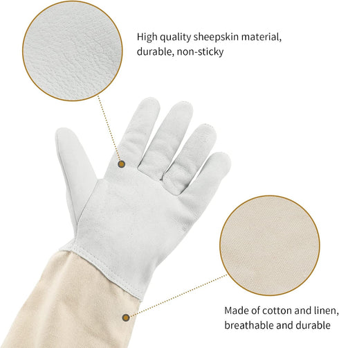 KINGLAKE Beekeeping Gloves Bee Hive Gloves Goatskin A Pair of Beekeeping Protective Gloves with Sleeves Large Perfect for the Beginner Beekeeper...